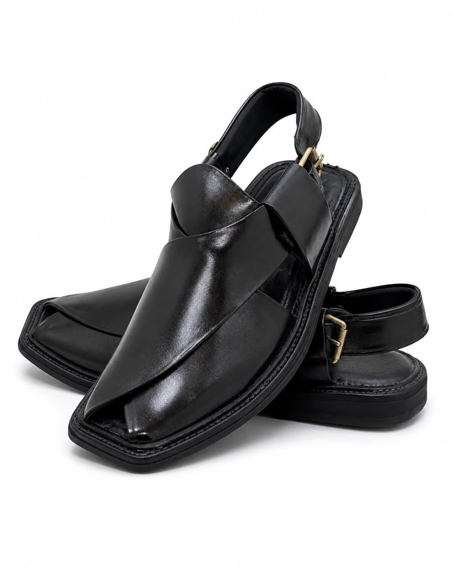 Smart Zalmi Peshawari Chappal – Black | Royal Edition