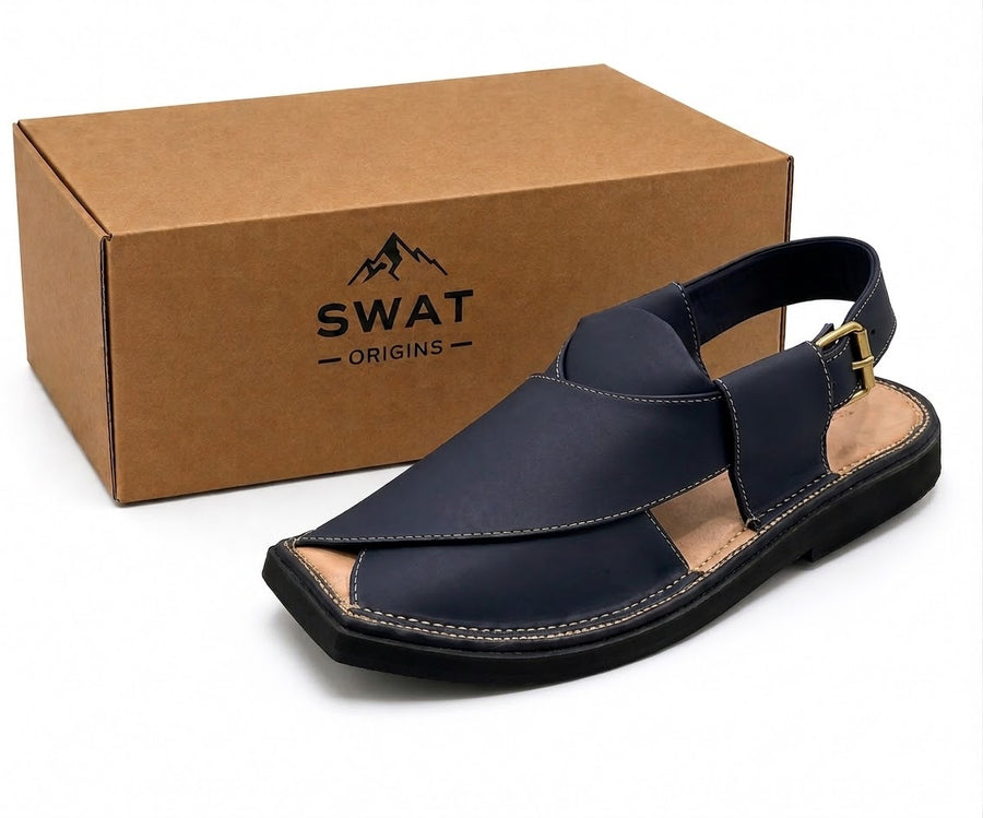 Navy Blue Kaptan Peshawari Chappal | Signature Edition ⭐