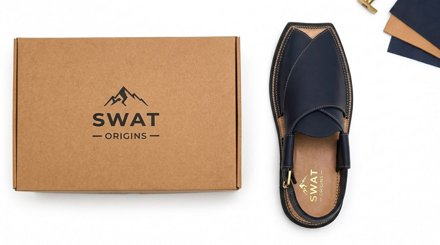 Navy Blue Kaptan Peshawari Chappal | Signature Edition ⭐