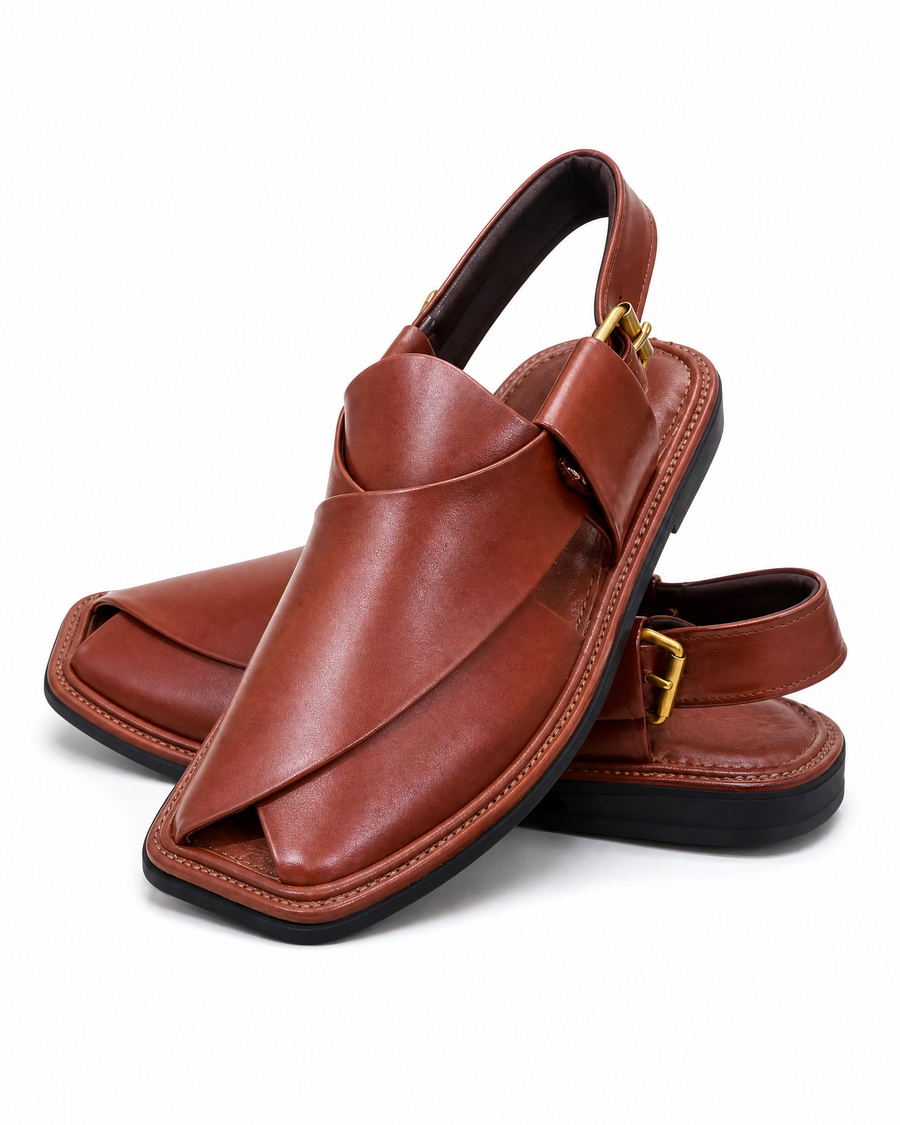 Smart Zalmi Peshawari Chappal – Cognac Brown | Royal Edition 🤎