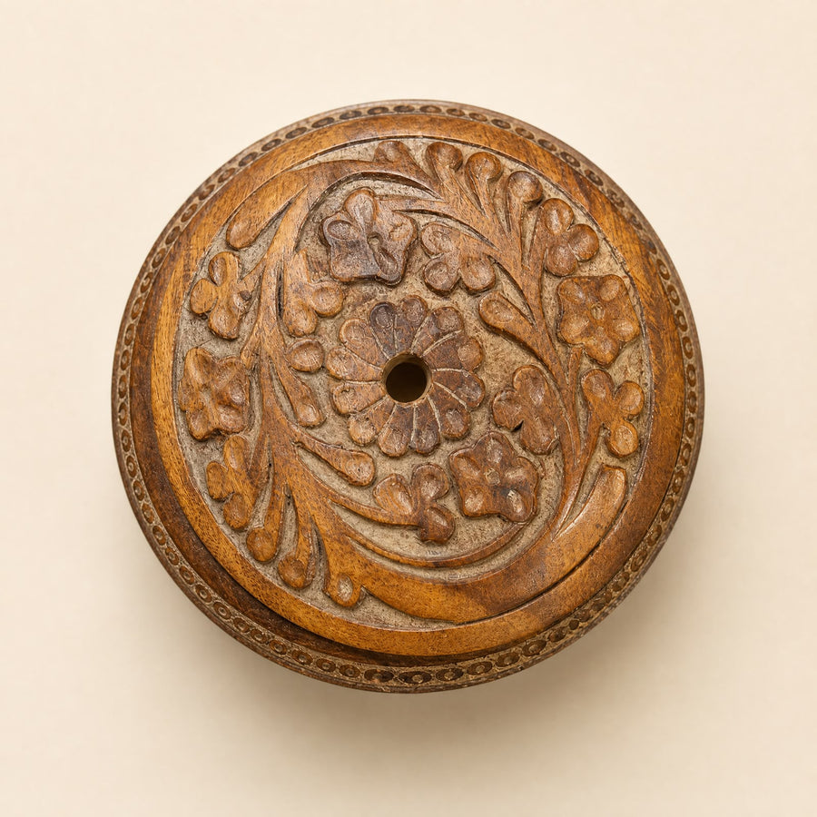 Hand-Carved Wooden Decorative Container - View 2