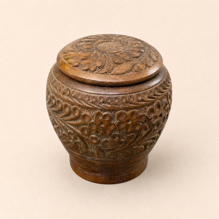 Hand-Carved Wooden Decorative Container - View 3