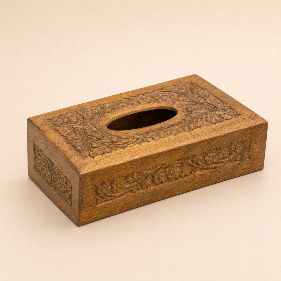 Handcrafted Wooden Tissue Box - View 3