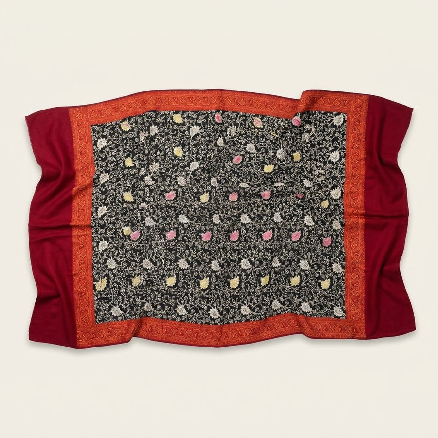 Royal Burgundy Kashmiri Embroidered Shawl