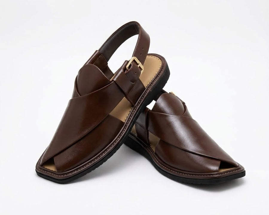 Smart Zalmi Peshawari Chappal in Dark Chocolate Brown